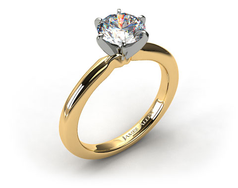 18K Yellow Gold 2mm Comfort Fit Solitaire Engagement Ring (Six Prong)